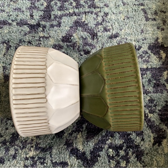 Hearth & Hand by Magnolia Farms Set of 2 Green and White Geometric Bowls - Picture 6 of 9